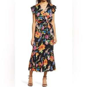 Sam Edelman Foral Faux Wrap Midi Dress